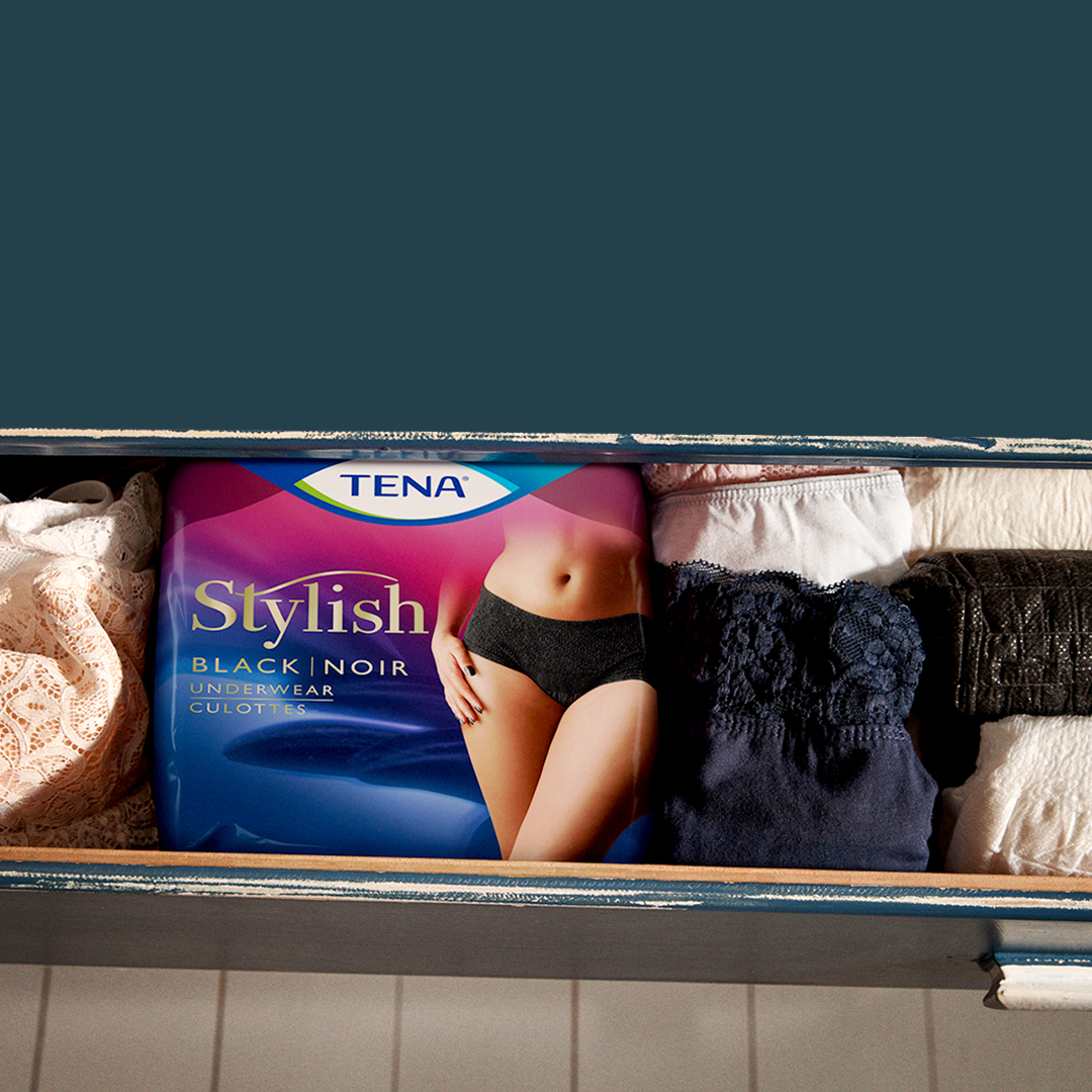 From left: TENA Discreet Extra, TENA Discreet Maxi Night, TENA Silhouette Washable Underwear Classic & TENA Silhouette Washable Underwear High Waist. From left: TENA Discreet Extra, TENA Discreet Maxi Night, TENA Silhouette Washable Underwear Classic & TENA Silhouette Washable Underwear High Waist.